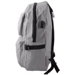 Comet Laptop Backpack & USB Port Grey Side USB